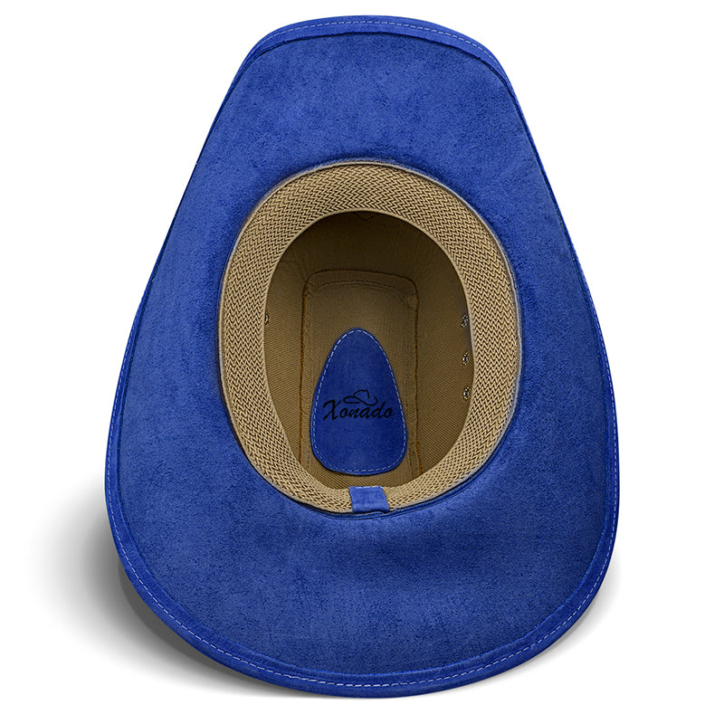Chapéu Country Americano Couro Azul Nobuck Star