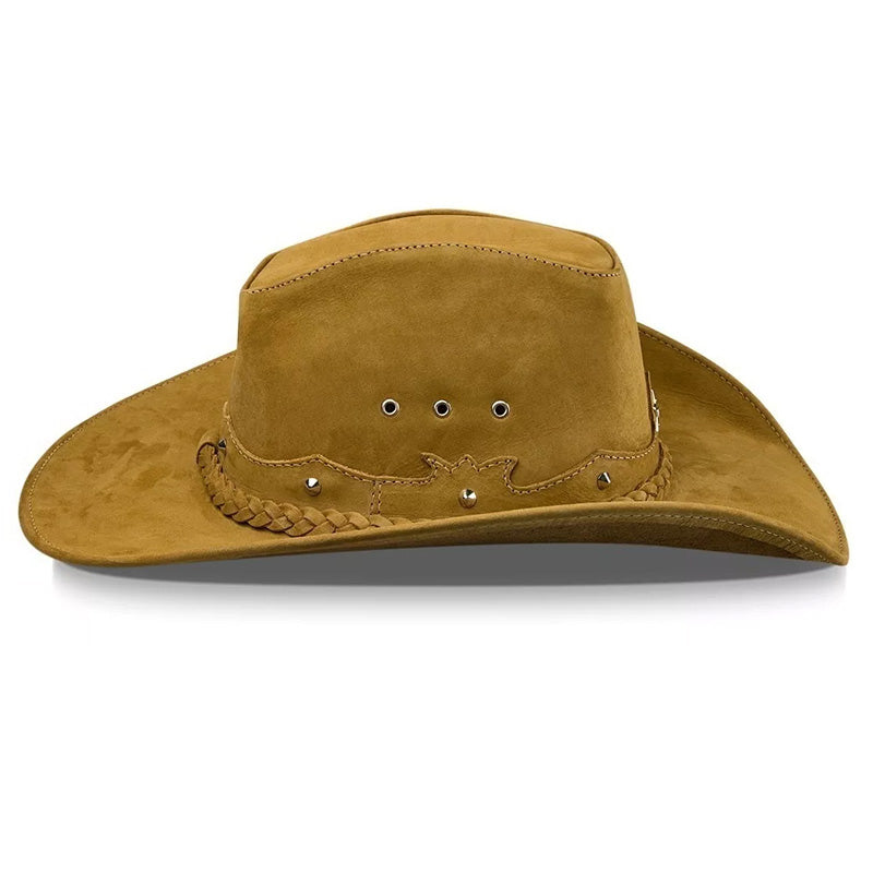 Chapéu Country Americano Couro Bege Nobuck Star