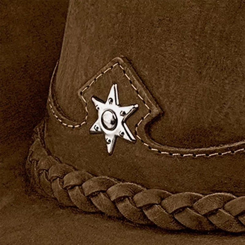 Chapéu Country Americano Couro Marrom Nobuck Lone Star