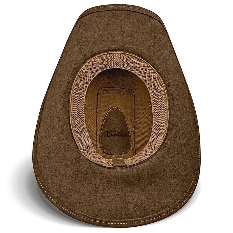 Chapéu Country Americano Couro Marrom Nobuck Star