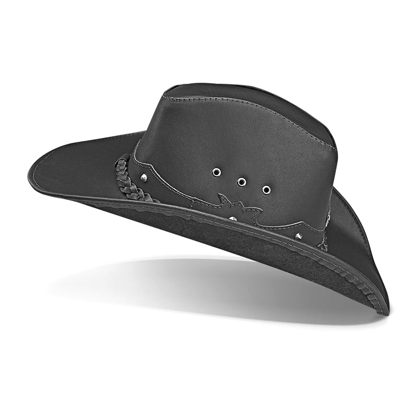 Chapéu Country Americano Couro Preto Star
