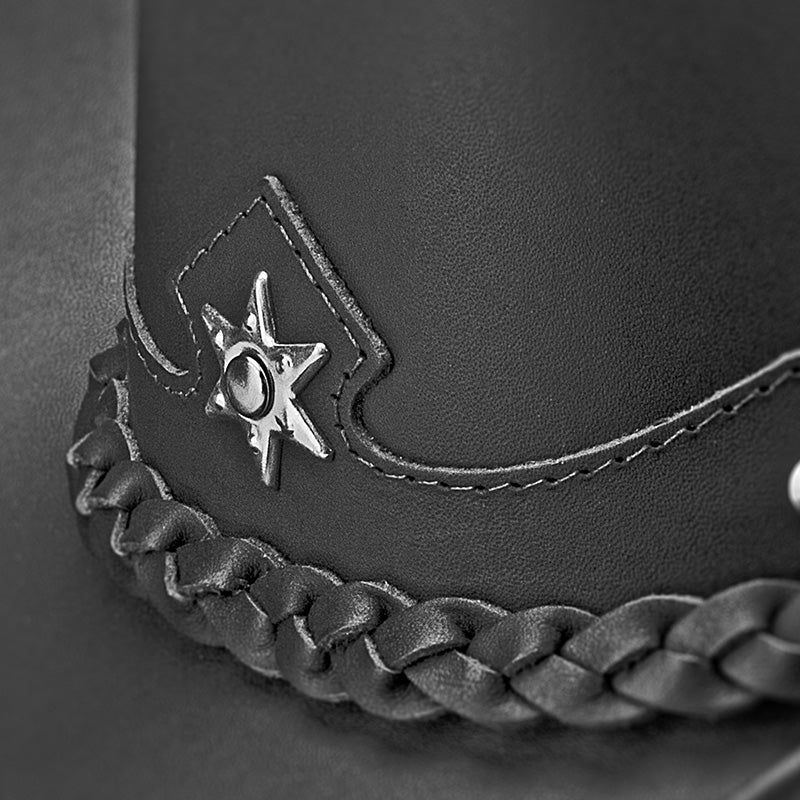 Chapéu Country Americano Couro Preto Star