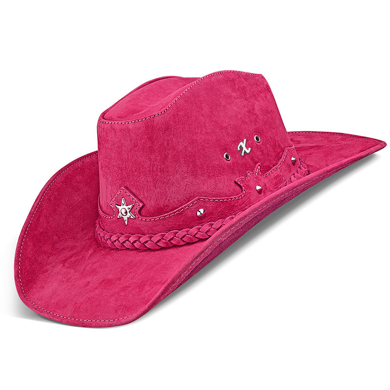 Chapéu Country Americano Couro Rosa Nobuck Star