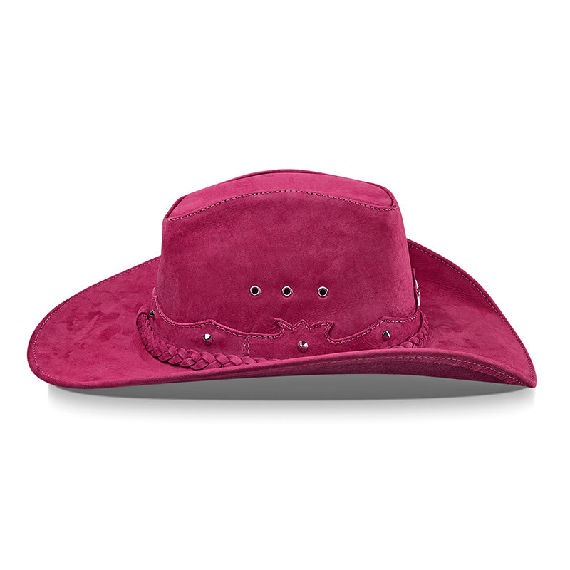 Chapéu Country Americano Couro Rosa Nobuck Star