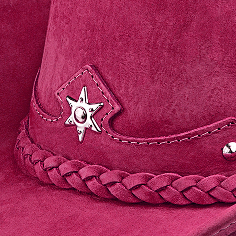 Chapéu Country Americano Couro Rosa Nobuck Star