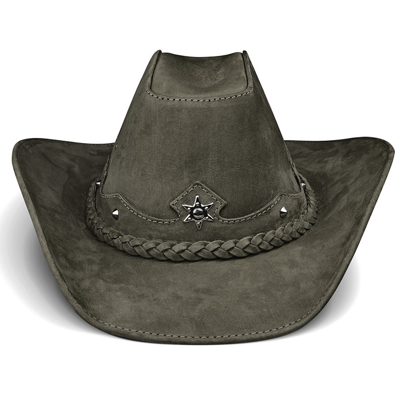 Chapéu Country Americano Couro Musgo Nobuck Lone Star Unvars