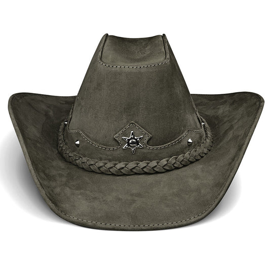 Chapéu Country Americano Couro Musgo Nobuck Lone Star Unvars