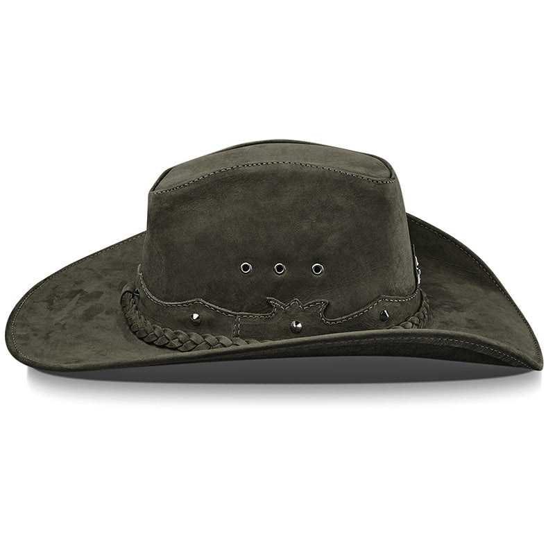 Chapéu Country Americano Couro Verde Nobuck Star
