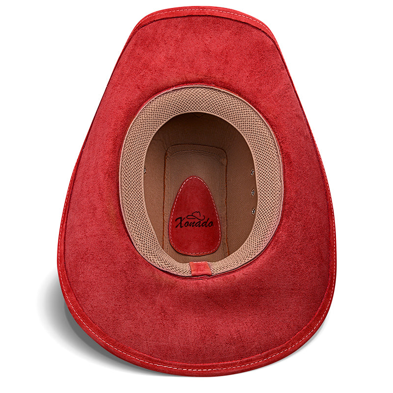 Chapéu Country Americano Couro Vermelho Nobuck Star