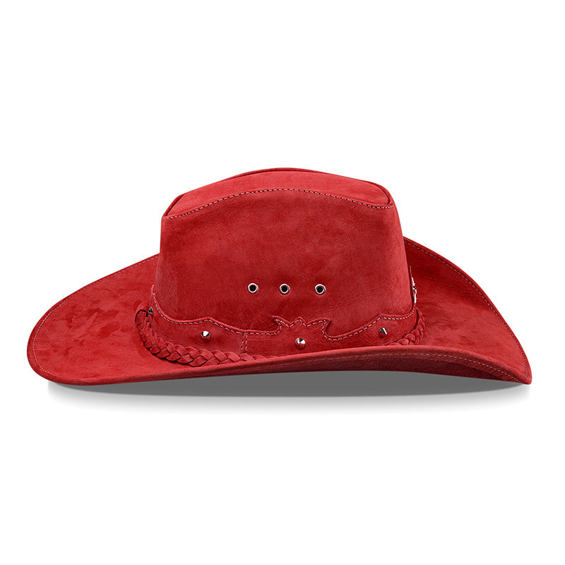 Chapéu Country Americano Couro Vermelho Nobuck Star