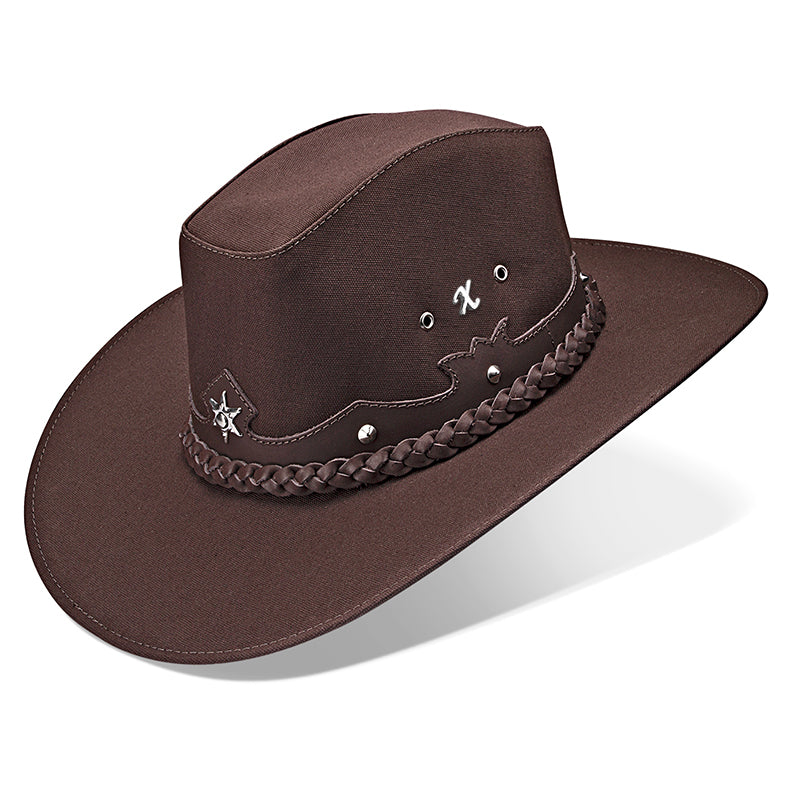 Chapéu Country Americano Lona Marrom Star