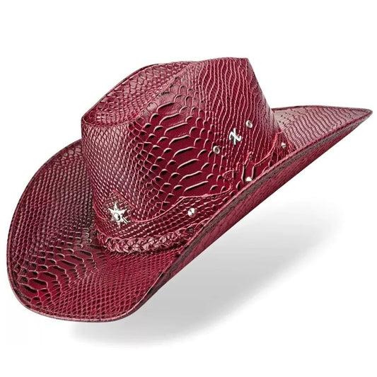 Chapéu Country Americano Vermelho Cobra Star