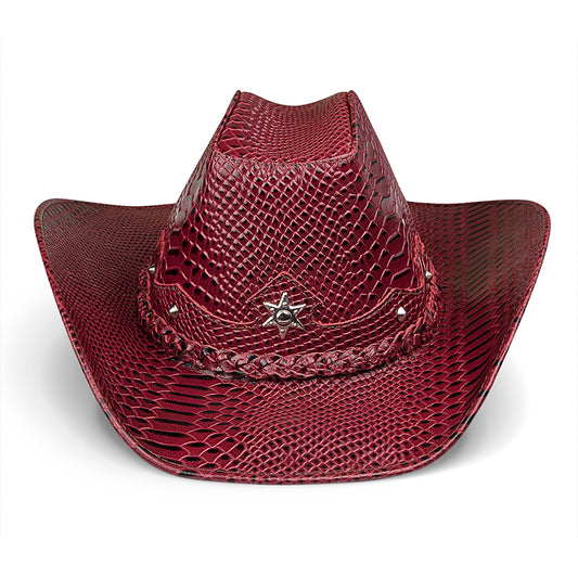 Chapéu Country Americano Vermelho Cobra Star