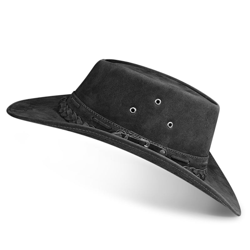 Chapéu Country Australiano Preto Nobuck Outlander