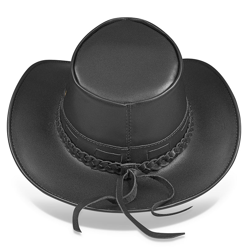 Chapéu Country Mala Dobrável Couro Preto