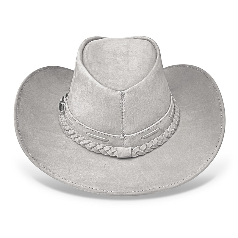Chapéu Country Texano Couro Cinza Nobuck