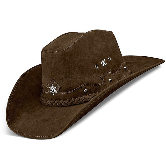 Chapéu Country Americano Couro Marrom Escuro Star