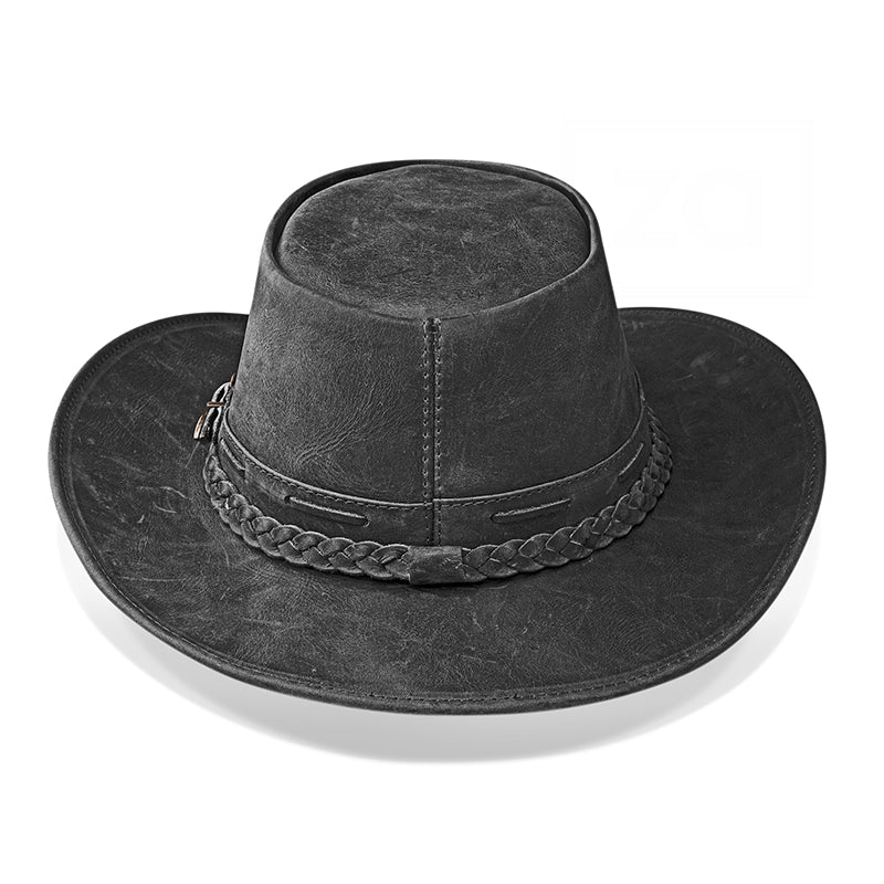 Chapéu Country Australiano Preto Rústico Outlander