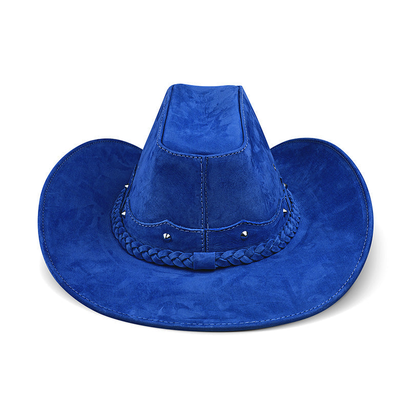 Chapéu Country Americano Couro Azul Nobuck Lone Star Unvars