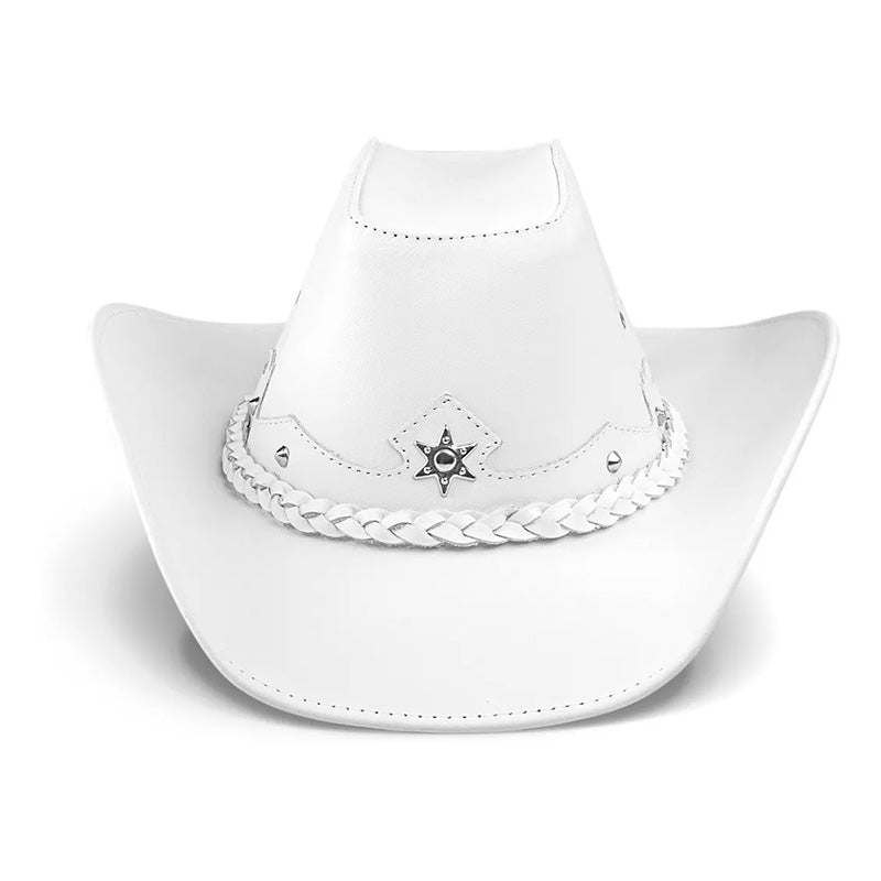 Chapéu Country Americano Couro Branco Lone Star Unvars