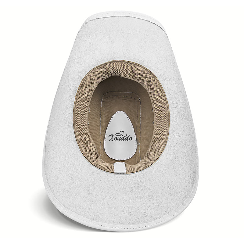 Chapéu Country Americano Couro Branco Star