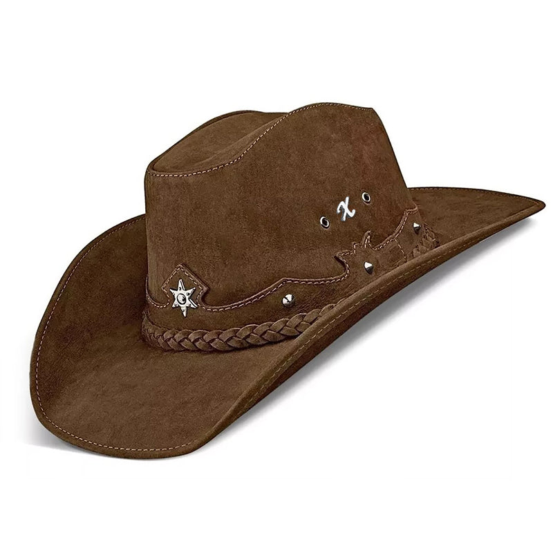 Chapéu Country Americano Couro Marrom Nobuck Star