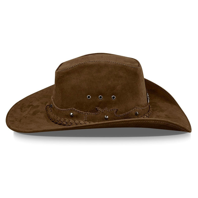 Chapéu Country Americano Couro Marrom Nobuck Star