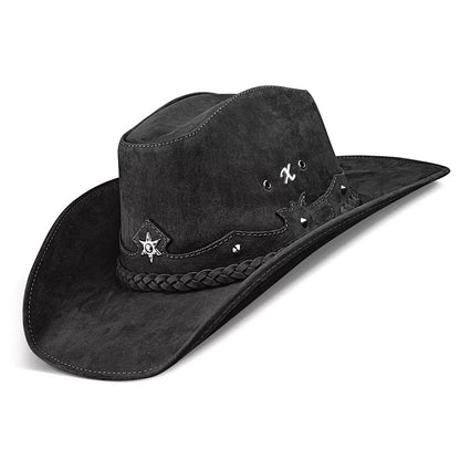 Chapéu Country Americano Couro Preto Nobuck Star