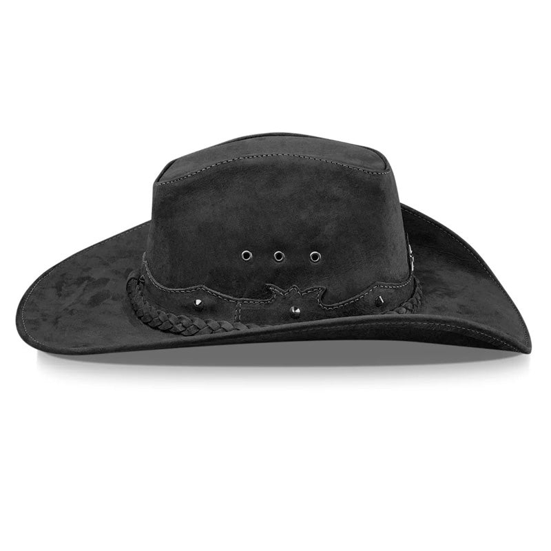 Chapéu Country Americano Couro Preto Nobuck Star