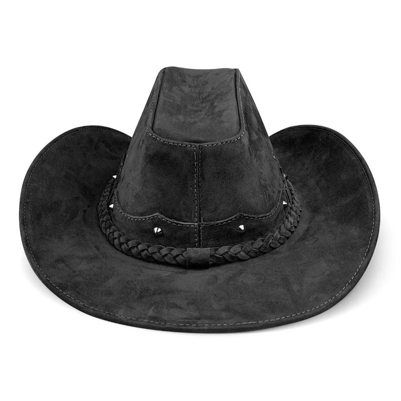 Chapéu Country Americano Couro Preto Nobuck Star