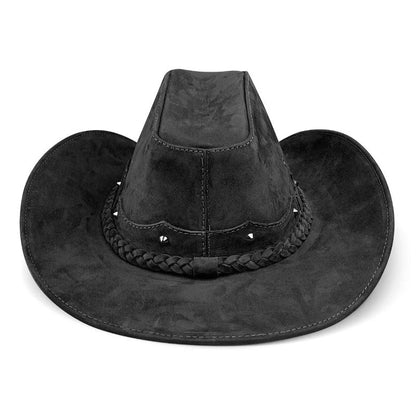 Chapéu Country Americano Couro Preto Nobuck Star