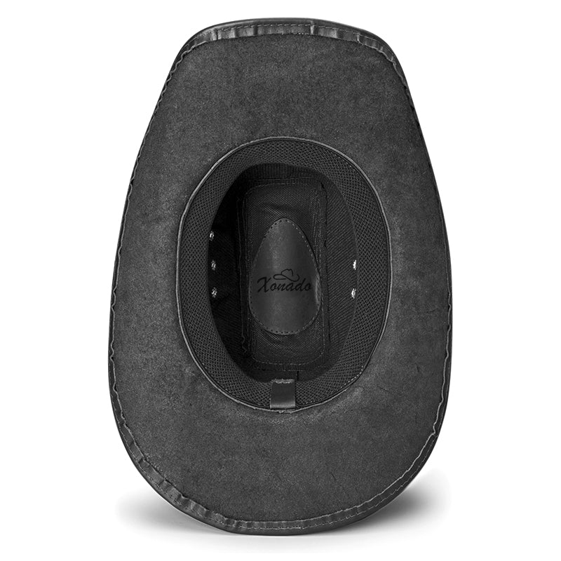 Chapéu Country Americano Couro Preto Star