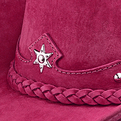 Chapéu Country Americano Couro Rosa Nobuck Star