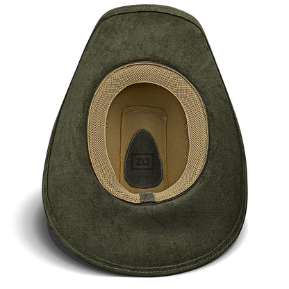 Chapéu Country Americano Couro Verde Nobuck Star