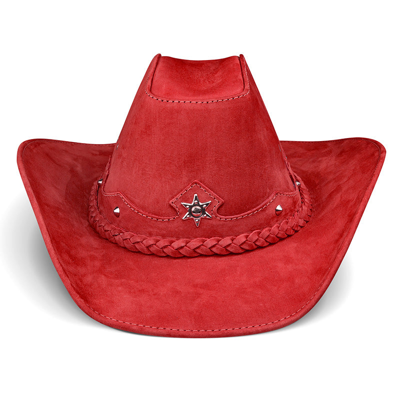 Chapéu Country Americano Couro Vermelho Nobuck Lone Star Unvars