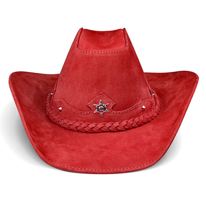 Chapéu Country Americano Couro Vermelho Nobuck Lone Star Unvars
