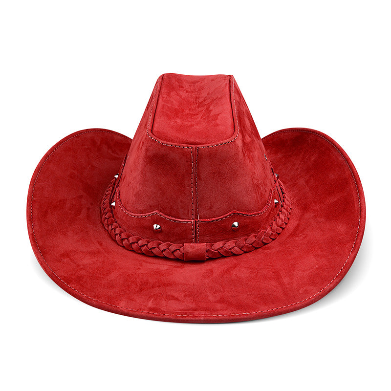 Chapéu Country Americano Couro Vermelho Nobuck Lone Star Unvars