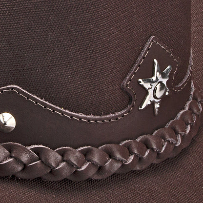 Chapéu Country Americano Lona Marrom Star