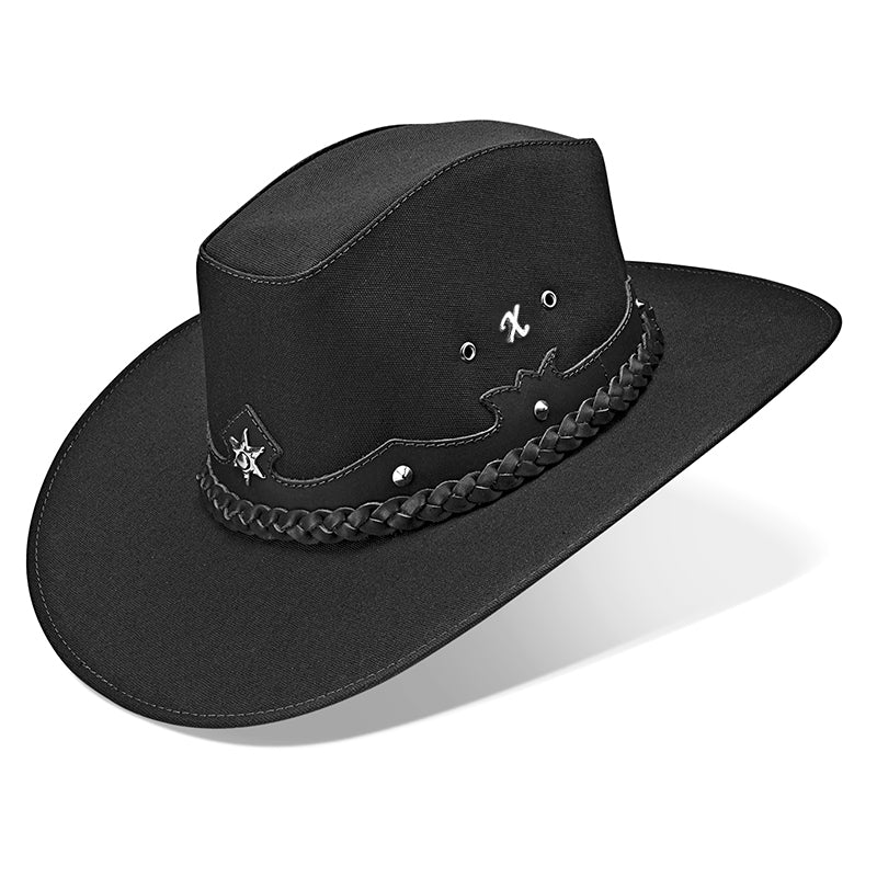 Chapéu Country Americano Lona Preto Star