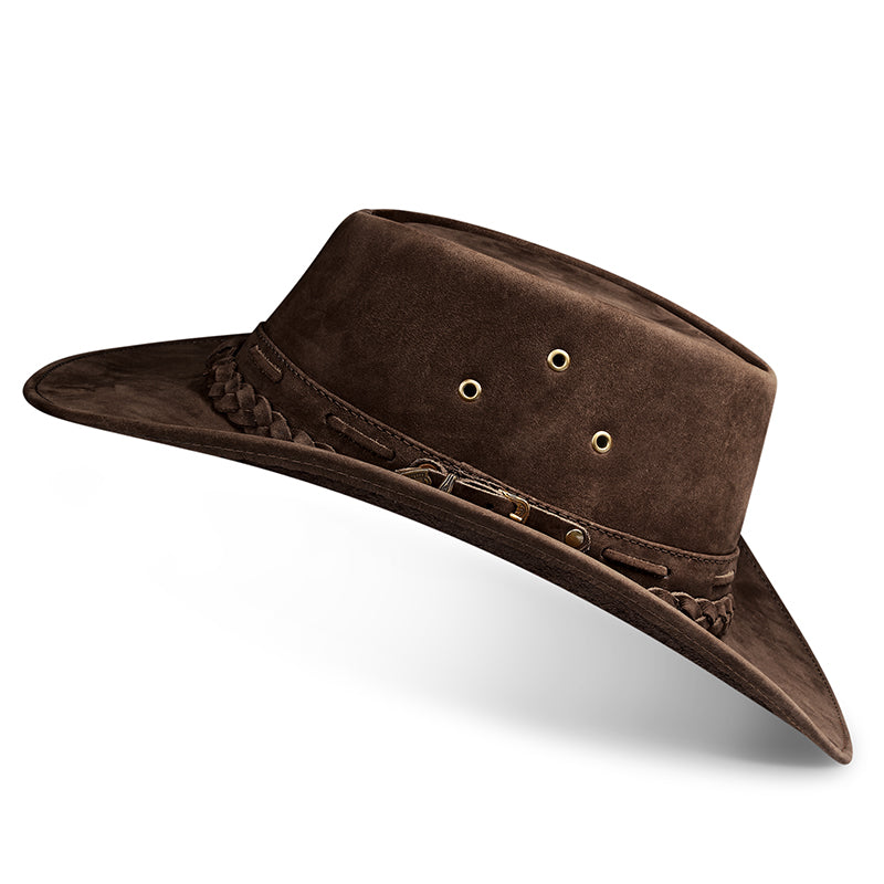 Chapéu Country Australiano Marrom Escuro Nobuck Outlander