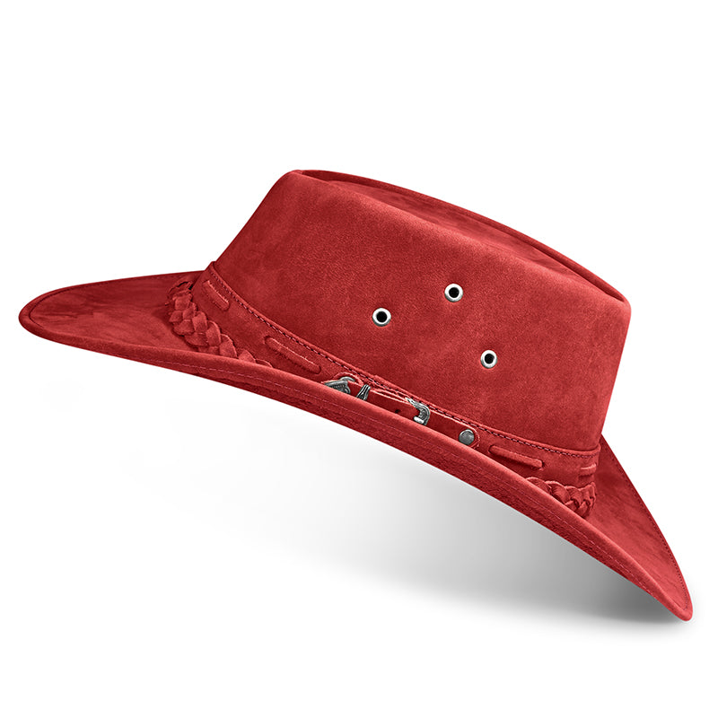 Chapéu Country Australiano Vermelho Nobuck Outlander