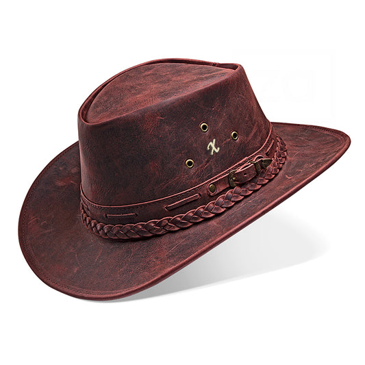 Chapéu Country Australiano Vermelho Rústico Outlander