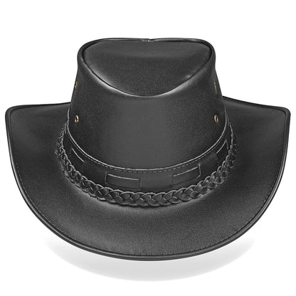Chapéu Country Mala Dobrável Couro Preto