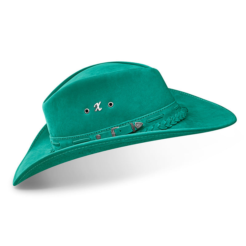 Chapéu Country Texano Couro Turquesa Nobuck
