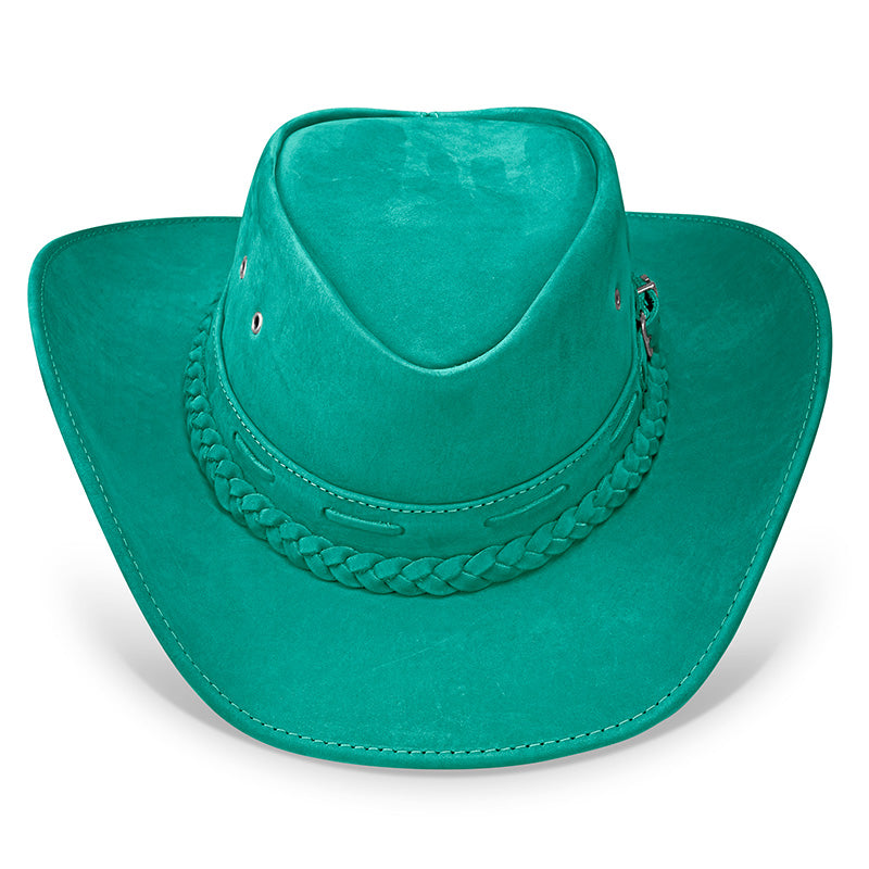 Chapéu Country Texano Couro Turquesa Nobuck