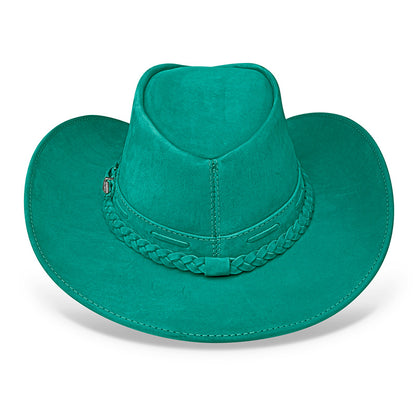 Chapéu Country Texano Couro Turquesa Nobuck