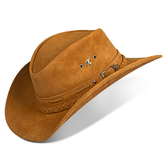 Chapéu Country Texano Couro Castor Nobuck