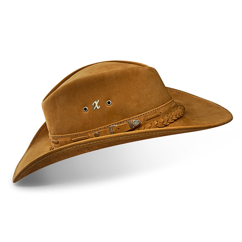 Chapéu Country Texano Couro Castor Nobuck