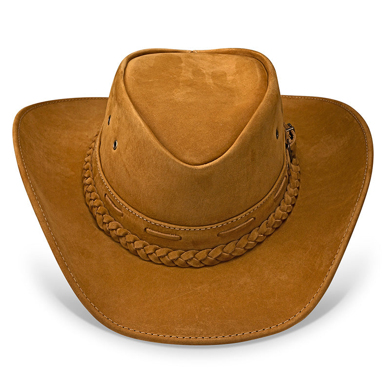 Chapéu Country Texano Couro Castor Nobuck
