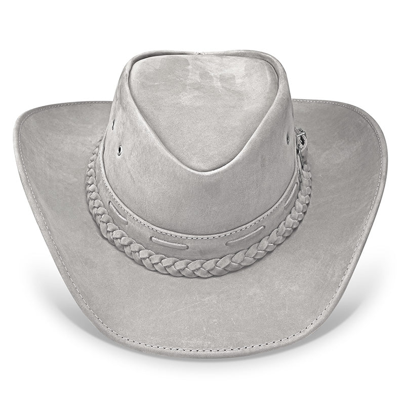Chapéu Country Texano Couro Cinza Nobuck